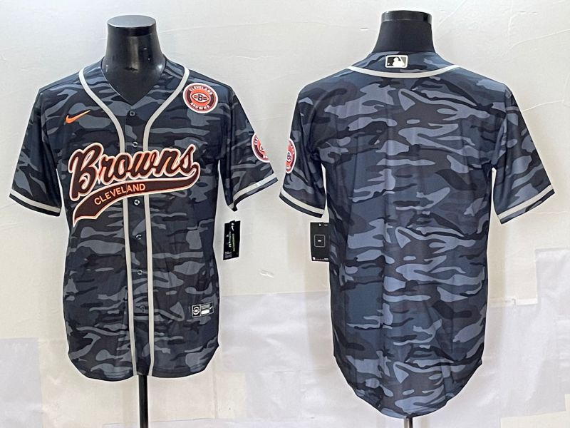 Men 2025 Cleveland Browns Blank Camo Joint Name Nike Limited NFL Jersey style 2